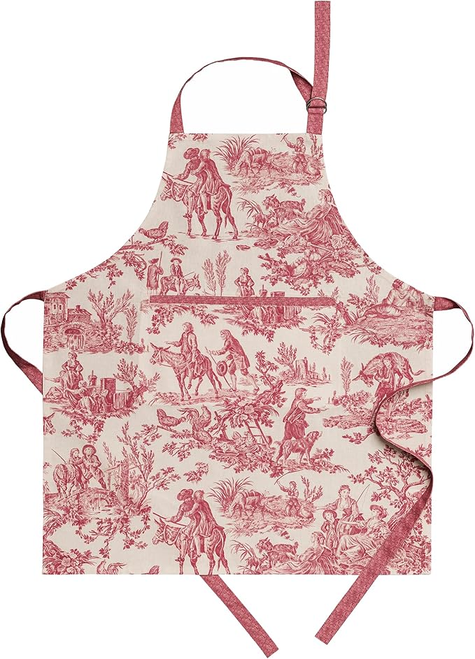 Maison d' Hermine Aprons for women with Pocket 100% Cotton (27.50"x31.50") | Adjustable Neck Strap & long ties Apron Men Chef Wedding Cooking Gardening Server Maid