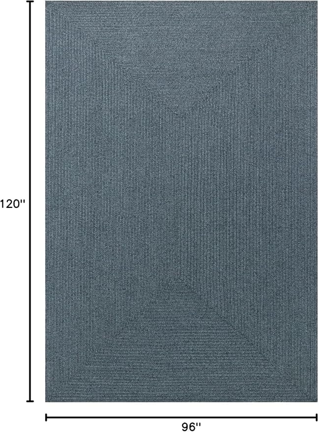 Superior Indoor Outdoor Area Rug, Handwoven Reversible Braided Home Decor for Living Room, Kitchen, Dining Room Floors, Patio, Front Porch, Deck, Modern, Boho, Farmhouse Style, 8' x 10', Lagoon Breeze