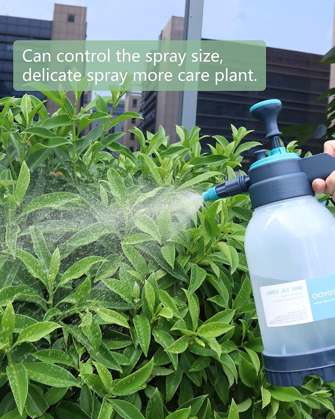 0.5 Gallon Garden Pump Sprayer, Hand Held Garden Sprayer, Water Spray Unit with Adjustable Nozzle and Extra Extended Spray