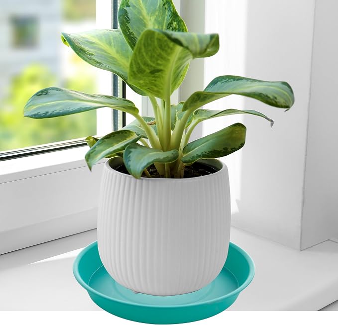 2 Pack of 20 21 inch Plant Saucer Round, Deep Plant Saucers for Pots, Heavy Duty Plastic Plant Drip Tray for Indoors Outdoor, Bird Bath Bowls, Plant Trays for Planter 19-22" (21 inch, Teal)