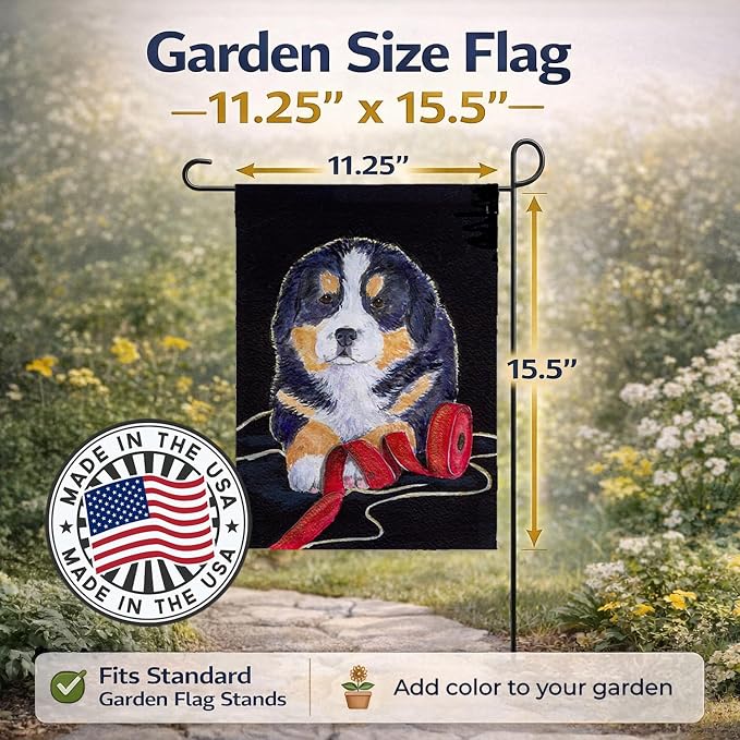 Caroline's Treasures SS8569GF Bernese Mountain Dog Garden Flag Mailbox Flag Decorative Yard Flag Banner Outside Patio Artwork Yard Flower Beds, Garden Size, Multicolor