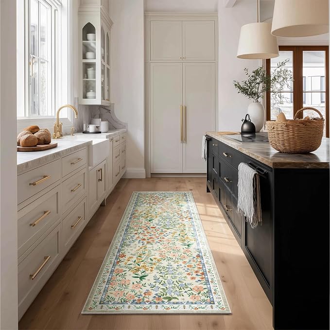 Washable Kitchen Rug Runners for Hallways: 2'x6' Entryway Rug with Non Slip Backing Low Pile Soft Indoor Floor Carpet Runner for Hallways Kitchen Laundry Room Bedroom