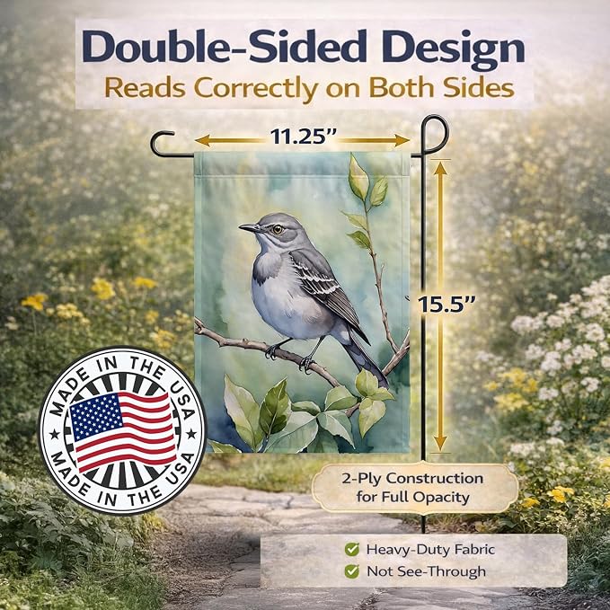 Caroline's Treasures Mississippi Northern Mocking bird Garden Flag Mailbox Flag Decorative Yard Flag Banner Outside Patio Artwork Yard Flower Beds, Garden Size, Multicolor