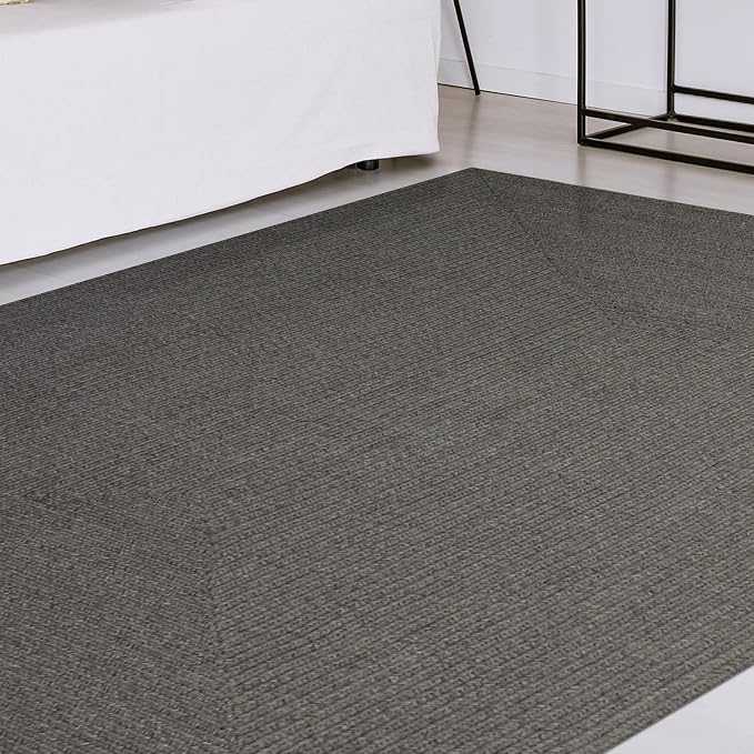 Superior Indoor/ Outdoor Large Area Rug, Reversible Braided Home Floor Decor for Living Room, Kitchen, Entryway, Patio, Front Porch, Deck, Modern, Boho, Farmhouse Style, 4' x 6', Canvas