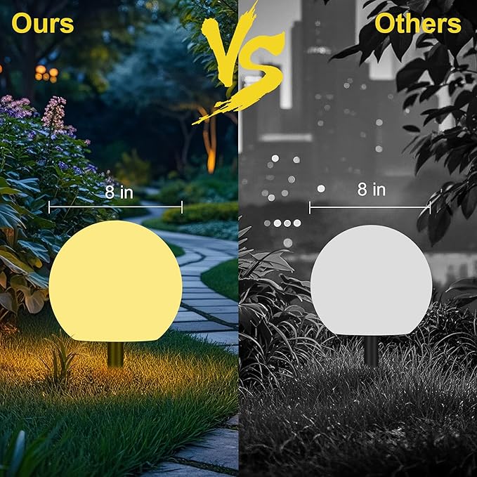 Solar Globe Lights Outdoor, 8 Inch RGB Solar Ball Light with Remote Control | 16 RGB Colors & 4 Light Modes, USB & Solar Dual Charging, IP65 Waterproof, Auto On/Off, Garden Yard Decor, Gifts for Women