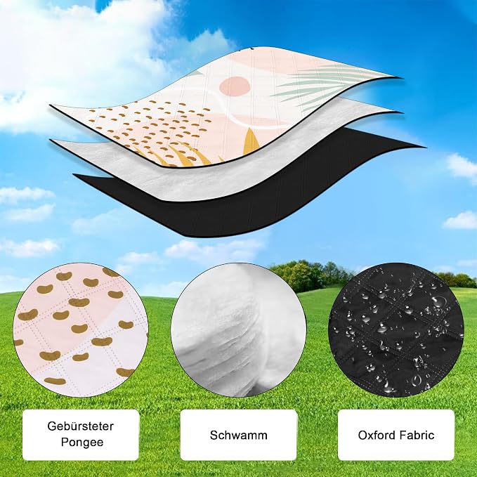 Picnic Blankets,79''x79'' Extra Large Sandproof Waterproof Beach Blanket,Foldable Portable 3-Layer Polyester Outdoor Picnic Blanket for Grass Lawn,Beach,Family Camping,Park,Travel-Tropical Leaves