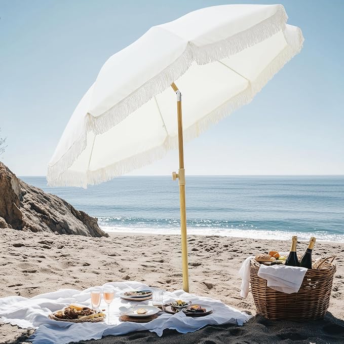 Aohanoi Outdoor Umbrella - Sun Protection, Rain Resistant, Windproof with Manual Open-Close Feature - Ideal for Beach, Camping, and Picnics