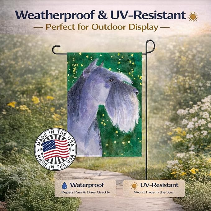 Caroline's Treasures SS1052GF Schnauzer Garden Flag Mailbox Flag Decorative Yard Flag Banner Outside Patio Artwork Yard Flower Beds, Garden Size, Multicolor