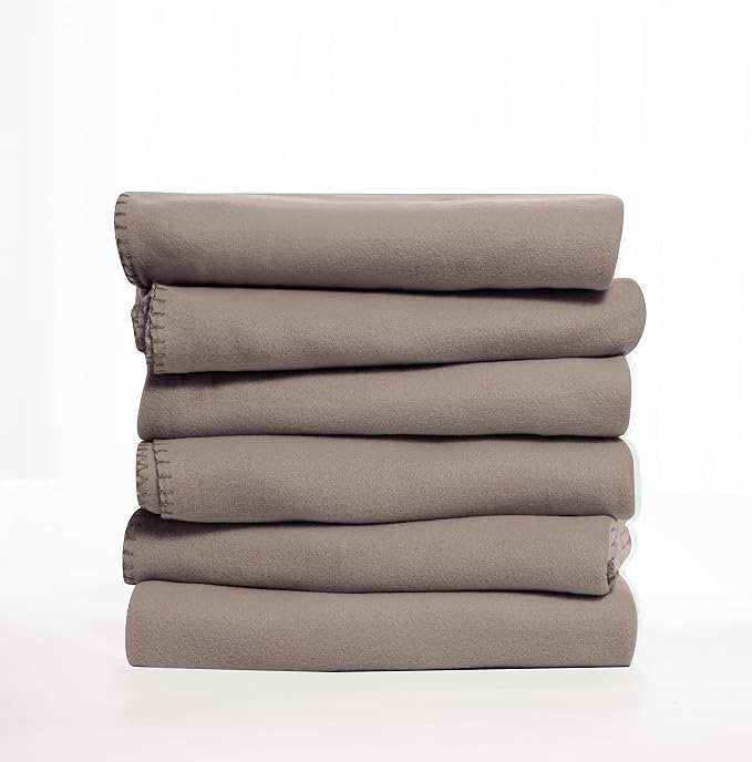 Fleece Throw Blanket Set Bulk for Travel Kids Outdoor Wedding Pet (Camel, Pack of 6 50x60 Inches)