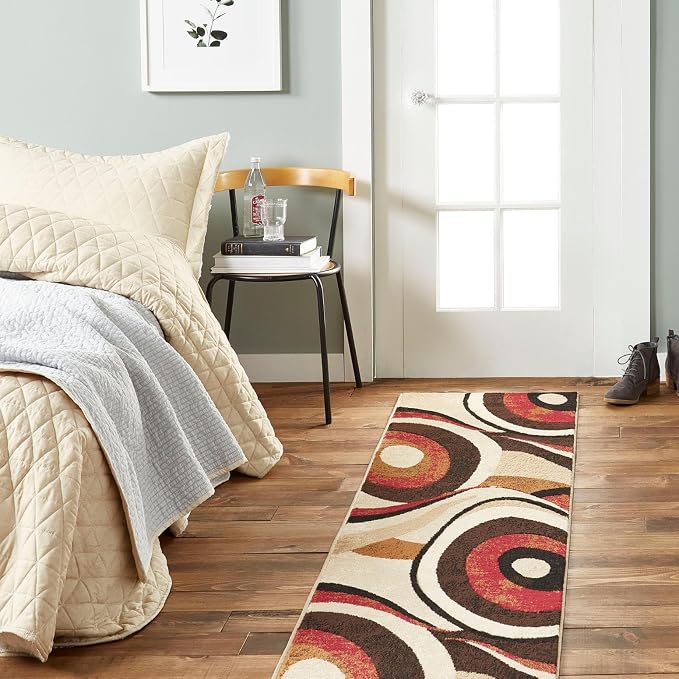 Home Dynamix Tribeca Slade Modern Runner Rug, Abstract Brown/Red 26"x12'
