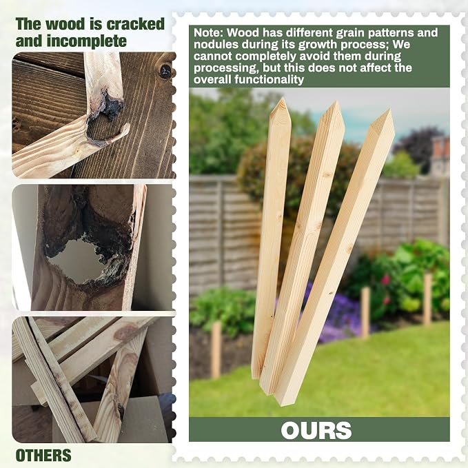 Colingmill 48 Pieces Wooden Garden Stakes 18 x 0.75 Inch Grade and Survey Stakes Wooden Garden and Sign Posts for Plant Support Silt Fence Yard Farm Survey Boundaries Baselines