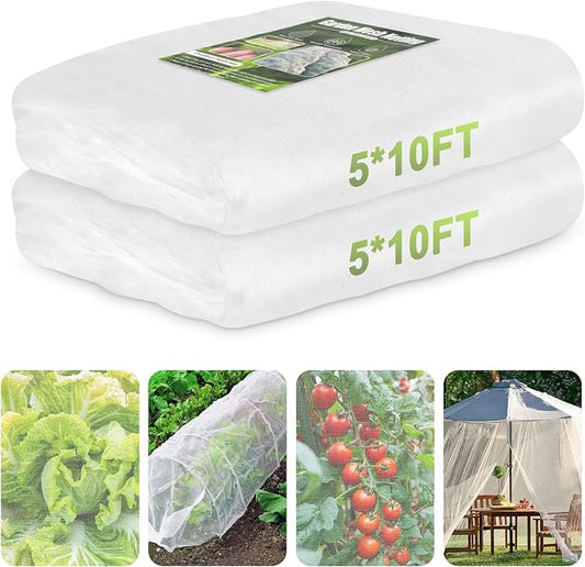 Garden Netting, 2 Pack 5x10Ft Ultra Fine Mesh Netting Pest Barrier Protection Bird Mosquito Net Plants Cover for Vegetables Fruits Flowers Crops Greenhouse Row Cover Raised Bed Patio Mesh Netting