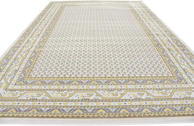 Unique Loom Williamsburg Collection Traditional Border with Dotted Center Area Rug, Rectangular 9' 0" x 12' 0", Beige/Yellow