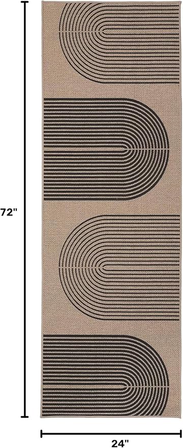 GarveeHome Modern Rainbow Easy Jute Runner Rug, 2x6 Runner Rug for Hallways - Non-Slip Indoor Outdoor Carpet, Washable for High Traffic Laundry Room, Kitchen, Entryway