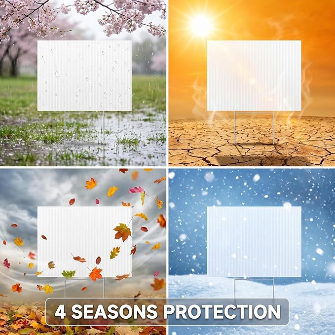 20 Pack Large Blank Yard Signs with 18 x 24", Corrugated Plastic Board for Estate Garage Sale, Party, Birthday, Wedding, Campaign, Parking, Make Your own Outdoor Sheets, White