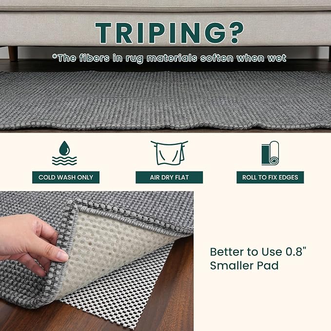 KOZYFLY Braided 2.5'x16' Runners Rugs for Hallway, Extra Long Washable Runner Rug, Woven Non Slip Kitchen Runner, Cotton Entryway Rug, Floor Carpet for Entry, Aisle, Hall, Grey/Dark Grey