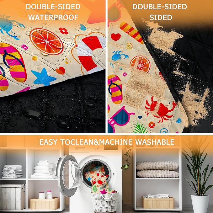 79" x 118" Picnic Blanket Extra Large,Waterproof Sandproof Foldable Outdoor Blanket Beach Blanket Ocean Picnic Mat for Camping,Lawn,Park(Beach)