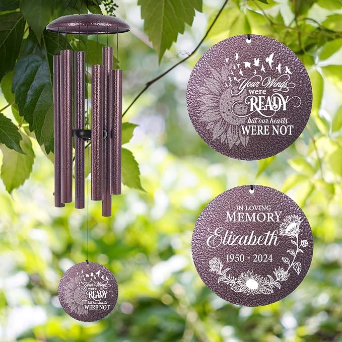 ASTARIN Personalized Memorial Wind Chime for Loss of Loved One 30/36/45 inch, Sympathy Deep Tone Wind Chimes for Mom Dad/Mother Father, Remembrance Gifts for Grief Condolence Funeral, Made in Texas