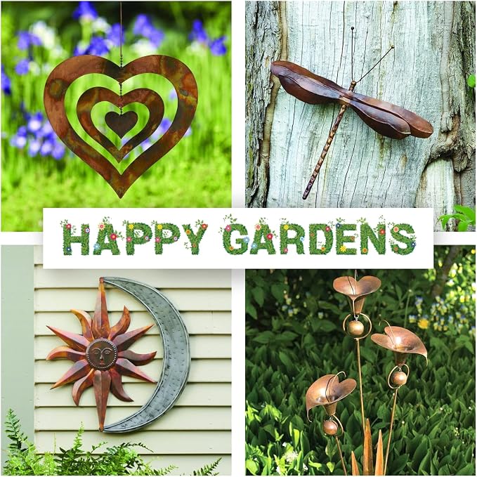 Flamed Copper Dragonfly Garden Ornament