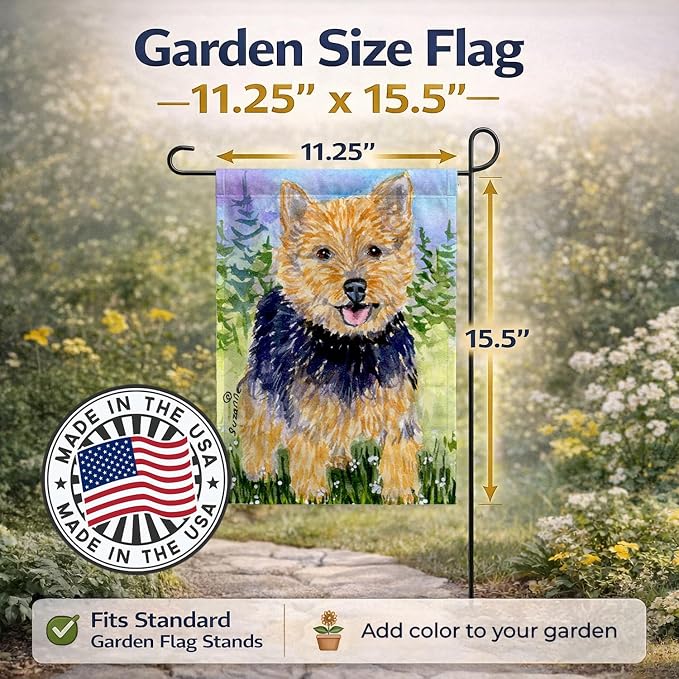 Caroline's Treasures SS8894GF Norwich Terrier Garden Flag Mailbox Flag Decorative Yard Flag Banner Outside Patio Artwork Yard Flower Beds, Garden Size, Multicolor