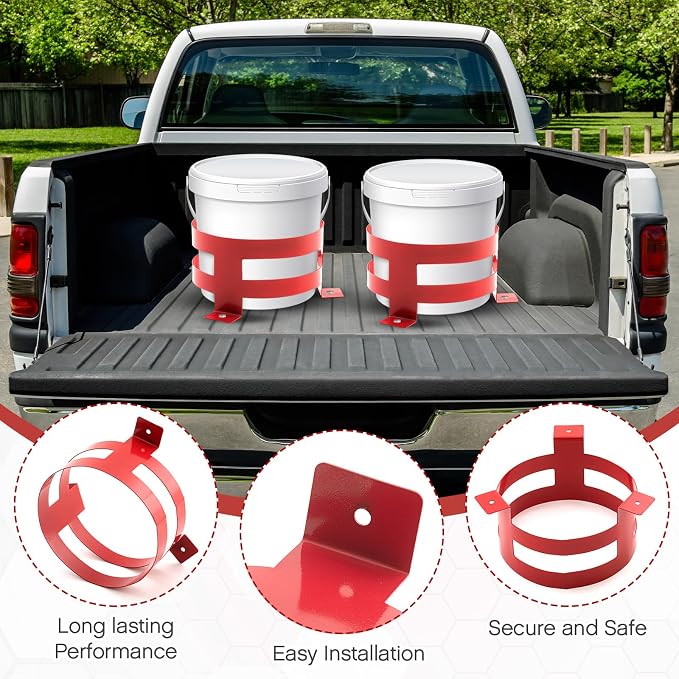 1 Pcs 5 Gallon Bucket Holder 11.6 x 6.5 Inch Red Bucket Holder Mount for RV, Truck, Cart