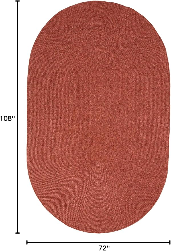 Superior Indoor/Outdoor Area Rug, Reversible Braided Floor Decor for Living Room, Kitchen, Patio, Front Porch, Modern Boho Farmhouse Rugs, Hardwood, Bedroom Accessories, 6' x 9', Brick