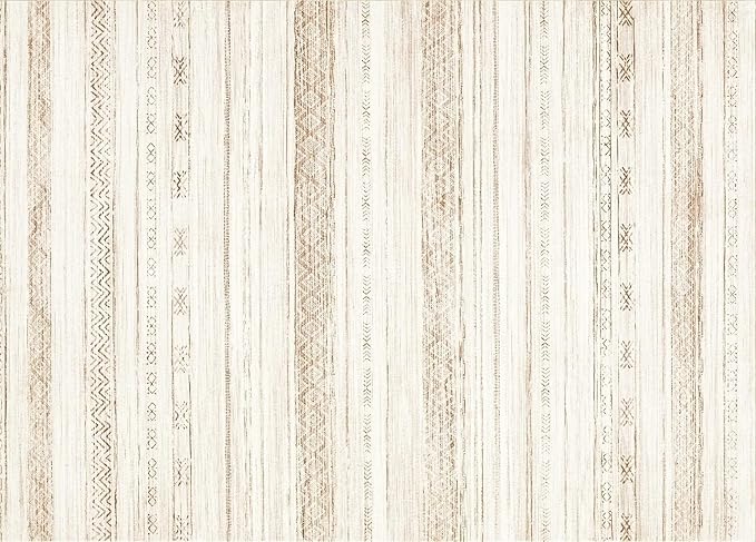 Boraya Area Rugs for Living Room: 8x10 Washable Boho Rug for Bedroom Large Neutral Bohemian Moroccan Farmhouse Geometric Dining Room Rugs Ultra Soft Floor Carpet Indoor for Home Office - Brown Beige