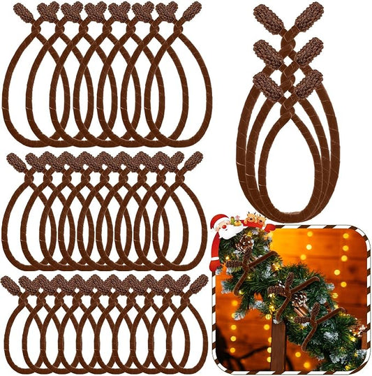 Zhengmy 24 Pcs 20'' 25'' 30'' Christmas Velvet Garland Ties Christmas Decorative Twist Ties for Banister Reusable and Flexible Wreath Twist for Xmas Home Decorations Holiday Craft Wrapping (Brown)
