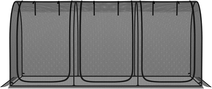 Outsunny 9' x 4' Crop Cage, Plant Protection Tent with Three Zippered Doors, Steel Frame, Storage Bag and 4 Ground Stakes, for Garden, Yard, Lawn, Black