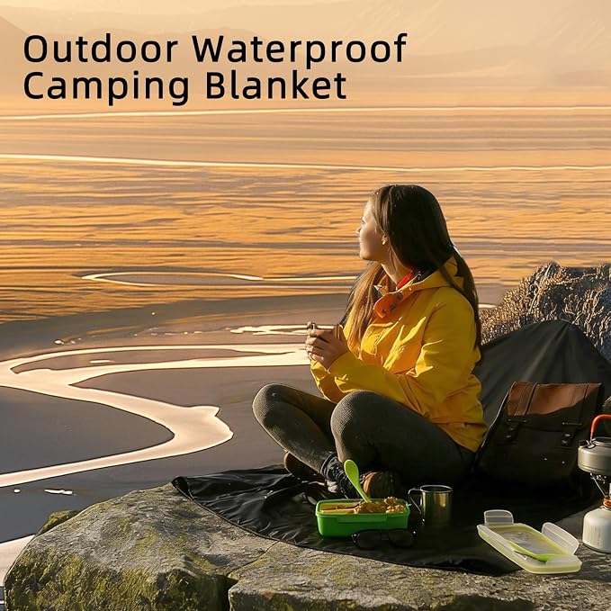 Large Waterproof Outdoor Camping Blanket 80 x 58 inch | Fleece Picnic Blankets Windproof Travel Stadium Blanket for Beaches Pets Car Camp Picnic Mat for Both Cold & Warm Weather
