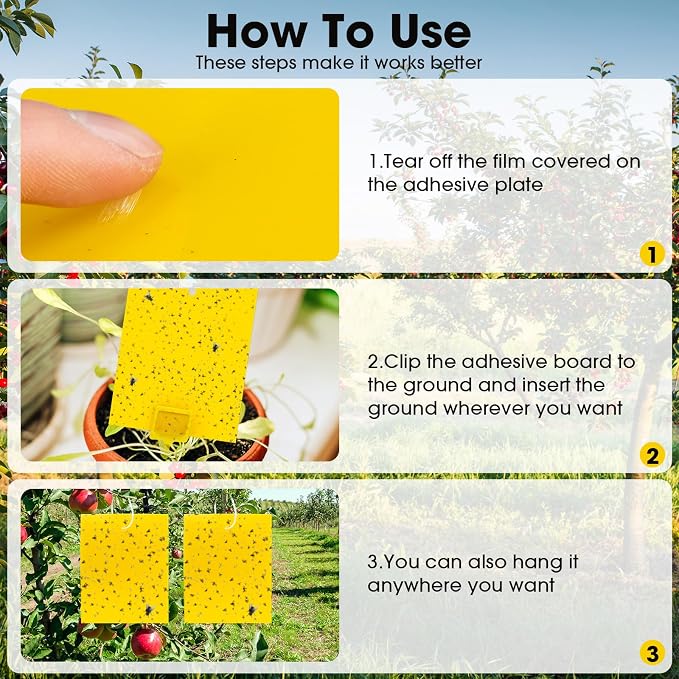 Qualirey 220 Pcs 7.87 x 9.84 Inch Yellow Sticky Traps for Plant Gnats Dual Sided Fruit Fly Sticky Traps for Indoor Outdoor with Twist Ties & Plastic Holders for Insect, Fungus Gnat, Whiteflies, Aphids