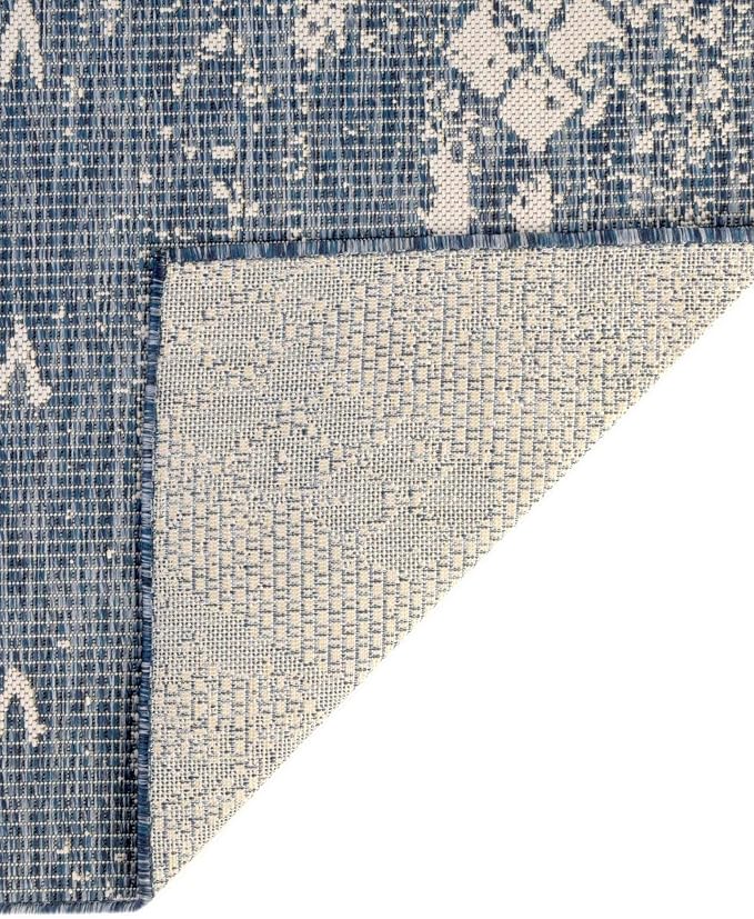 Unique Loom Outdoor Bohemian Collection Area Rug - Anthro (6' 1" x 9' Rectangle, Blue/ Ivory)