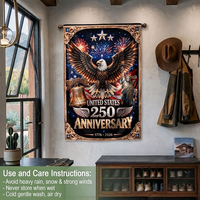 American Flag With Eagle, 250th Anniversary Patriotic Design, 250 Anniversary Usa Flag, Garden Flags For Outside, 1776-2026 Commemorative, Front And Back Print 1 (30x40 Inch)