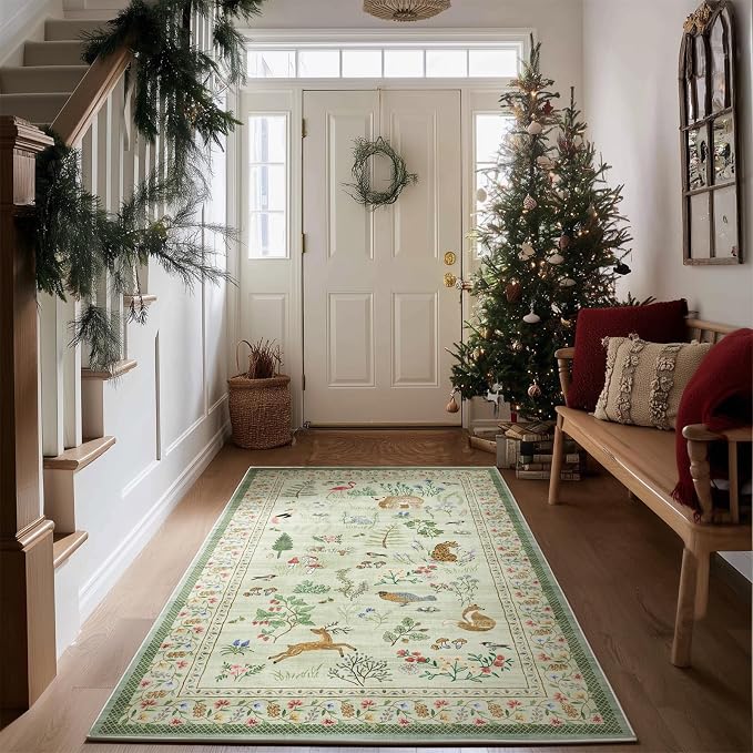 Washable Small Throw Rugs for Entryway: Door Mat Indoor Entrance 4x6 Area Rug Non Slip Low Pile Kitchen Rug for Front Door Indoor Entrance Entry Kids Room
