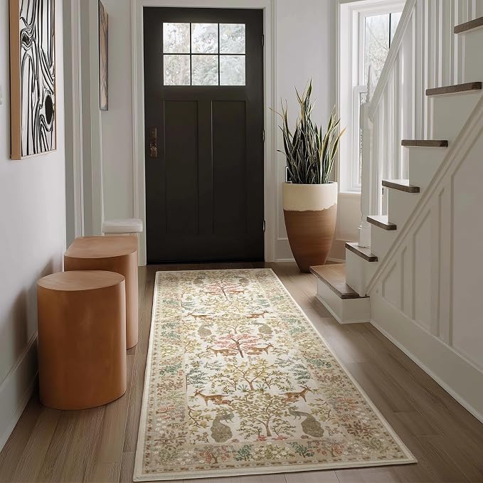 Runner Rug Washable Kitchen Runner: 2'x 6' Hallway Runner Rugs Stain Resistant Non Slip Low Pile Soft Carpet Runner Rugs for Entryway Hallways Bedroom Indoor Laundry Room Farmhouse