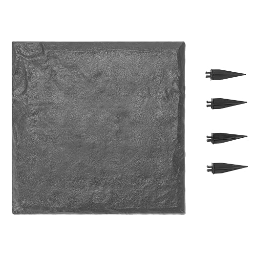 VEVOR Garden Stepping Stones, 4Pcs 15.5 x 15.5 in, Decorative Stepping Stones with Stakes, Weather-Resistant Plastic Pathway Pavers, Smooth Surface, Outdoor Walkway for Lawn Patio Landscape, Grey