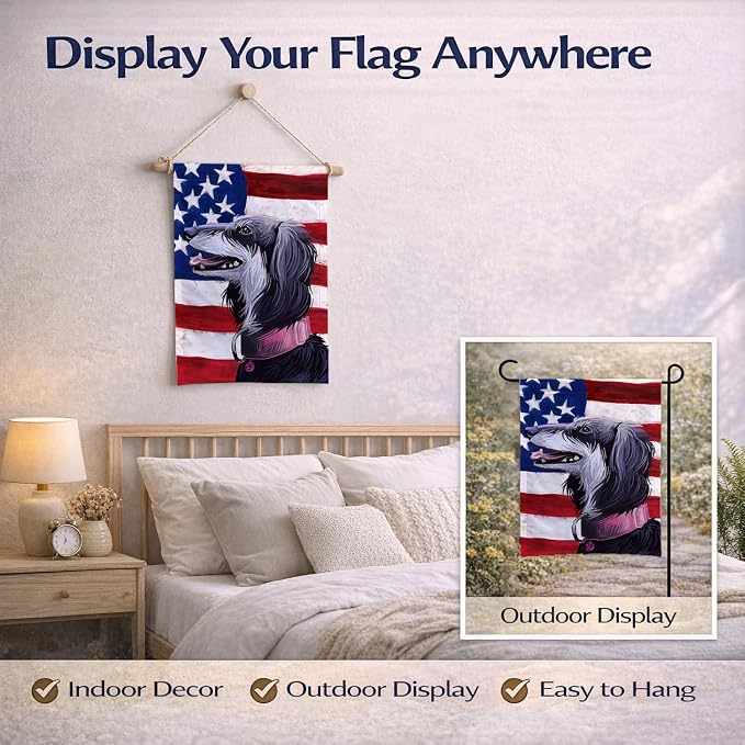 Caroline's Treasures CK6686GF Saluki Dog American Flag Garden Flag Mailbox Flag Decorative Yard Flag Banner Outside Patio Artwork Yard Flower Beds, Garden Size, Multicolor