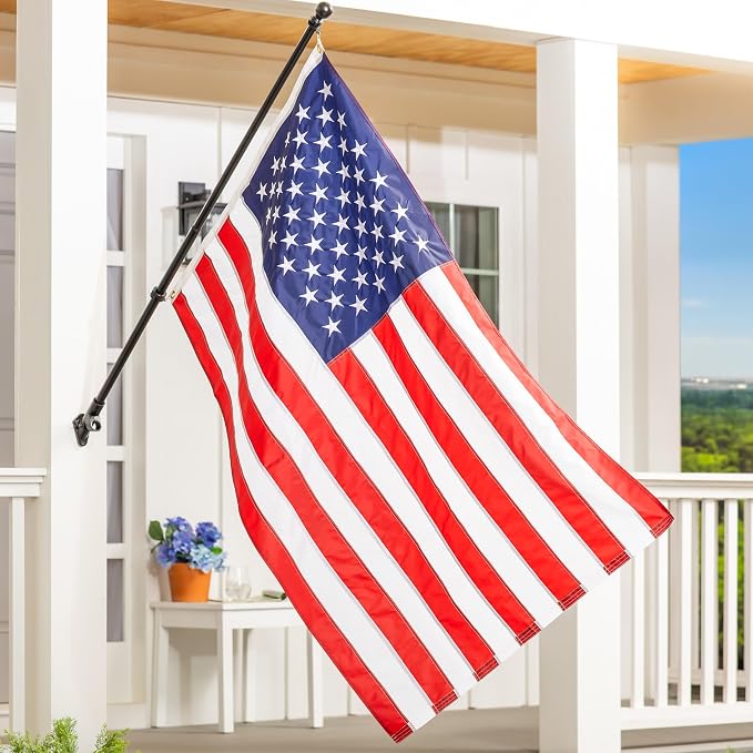 Evergreen Flag American Flag 3'x5' Estate Size with 2 Grommets | Heavy Duty Outdoor Flag | Embroidered Stars and Stripes and Quadruple Stitched Edge | USA Residential or Commercial