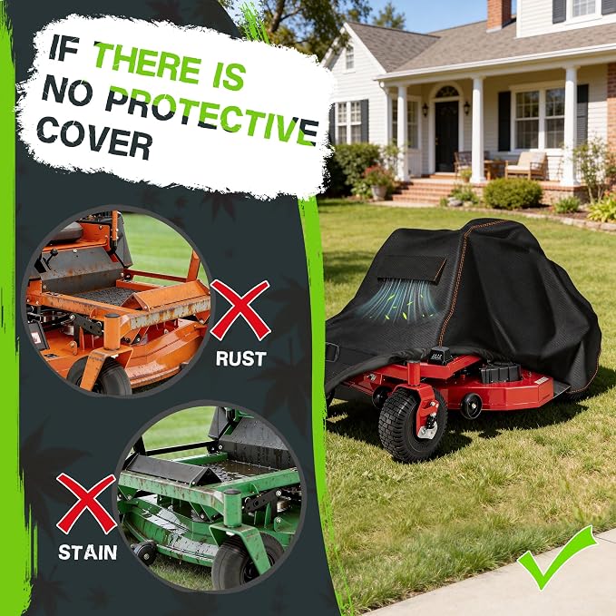 Garden Zero Turn Mower Cover Waterproof,Zero Turn Lawn Mower Covers Windproof,Mower Protector Fit with Air Vents and Elastic Straps(Zero Turn-79"L x 55"W x 46"H)