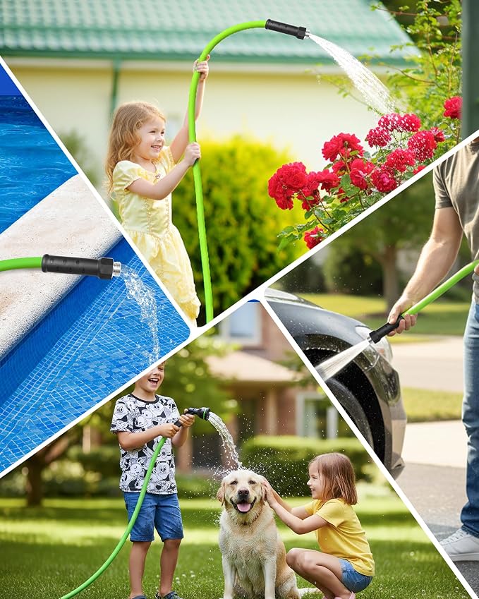5FT x 5/8″ Garden Hose, Short Flexible Garden Hose with Swivel Handle, All-Weather Outdoor Use, 200 PSI Working, 450 PSI Burst, Lightweight Water Hose 5 Feet for Lawns, Yard, G5GH06