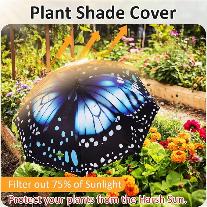 Plant Umbrellas for Outdoor Plants, Large Garden Plant Umbrella Shade Upgraded Adjustable Angle Height for Potted Plants Garden Beds