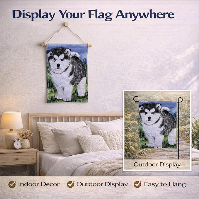 Caroline's Treasures SS8027GF Alaskan Malamute Garden Flag Mailbox Flag Decorative Yard Flag Banner Outside Patio Artwork Yard Flower Beds, Garden Size, Multicolor