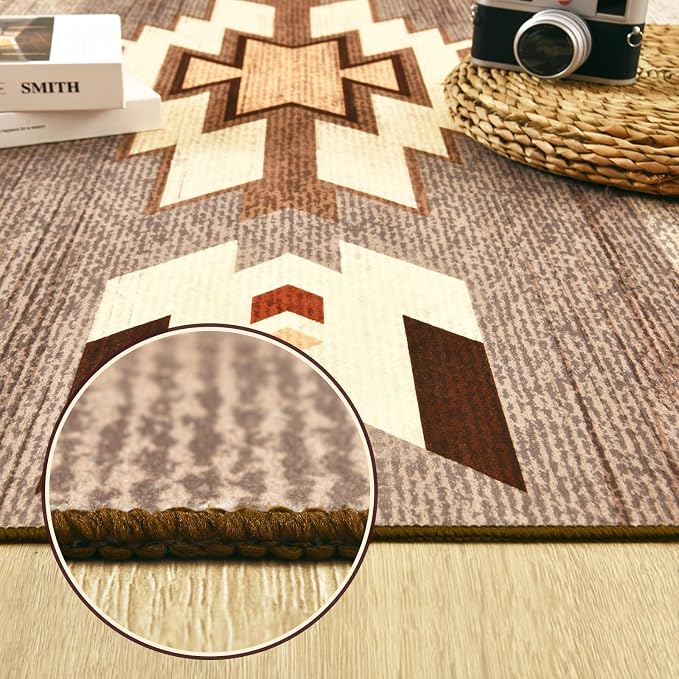 BENRON Western Entryway Rug 2x3, Small Area Rugs for Kitchen, Warm Beige | Southwest aztec Rug,Throw Rugs for Hallway Porch Front Door Washable