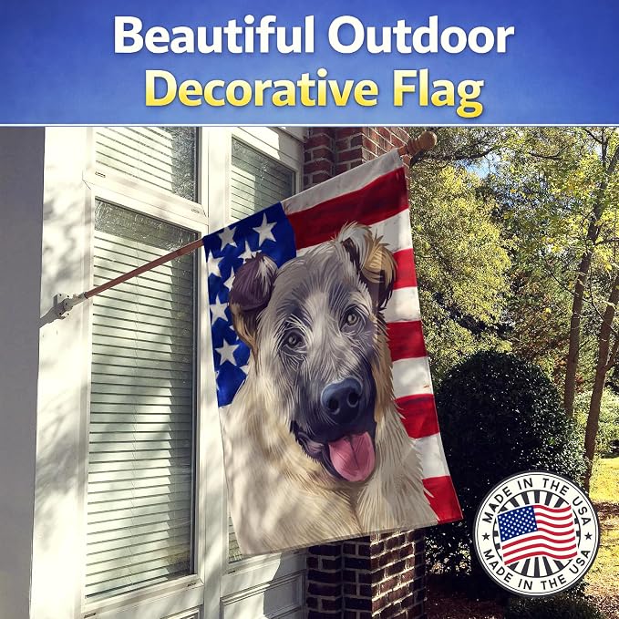 Caroline's Treasures CK6584CHF Kangal Dog American Flag House Flag Large Porch Sleeve Pole Decorative Outside Yard Banner Artwork Wall Hanging, Polyester, House Size, Multicolor
