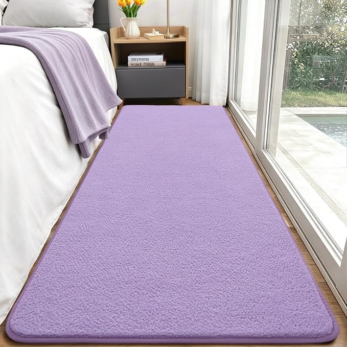 Keeko 2x6 Area Rugs for Living Room,Soft Washable Memory Foam Bedroom Rug | Indoor Throw Rug Low Pile Minimalist Non Slip Carpet for Kids Nursery Classroom Dorm Room Home Decor Purple