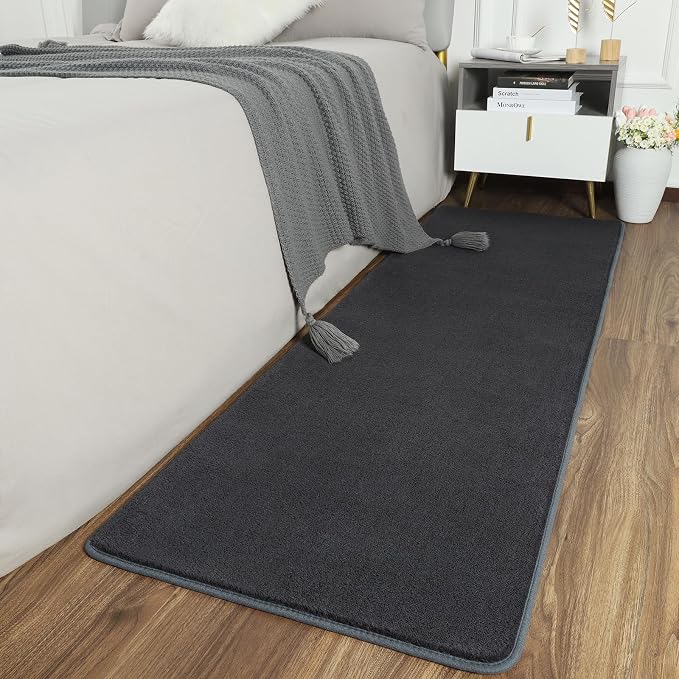 AROGAN 2x8 Runner Rug for Hallway, Long Runner Rugs Non Slip, Dark Grey | Soft Washable Memory Foam Carpet for Bedroom, Non Slip Backing Runners Rug for Hallways, Kitchen, Bathroom, Entryway Home