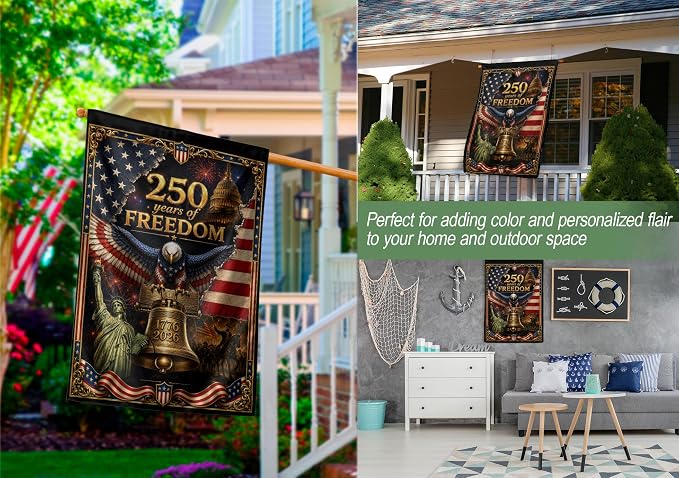 250th Year Of Freedom Flags, 250 Anniversary Usa Flag, American Flag With Eagle, 1776-2026 Commemorative, Two-sided Print, Garden Flags For Outside, American 250th Anniversary Patriotic Design 3 (30x40 Inch)