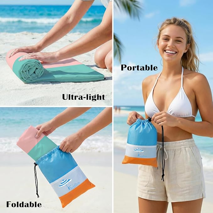 Famstar Beach Blanket Oversized Extra Large 78"X81"/10'X9',Waterproof Sandproof Beach Blanket 2-8 Adults Lightweight Durable for Travel Camping Hiking Picnic