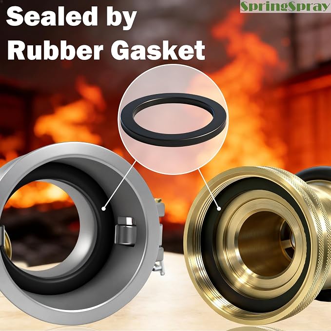 2" NPSH Aluminum Camlock Fitting Coupling With Brass Fire Hose Nozzle 2 inch Fire Equipment Constant Flow Heavy-Duty Industrial Fog Nozzle