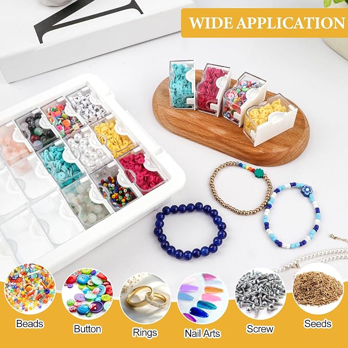 kowaku Bead Storage Box Grids Box Rectangle Storage Case Container Transparent, 24 Grids